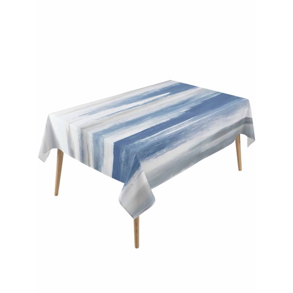 Blue Gray White Table Cloth, Modern Abstract Mottled Aesthetic Waterproof Tablecloth for Rectangle Tables, Reusable Washable Fabric Table Cover for Restaurant Kitchen Dining Tables 60"x120"