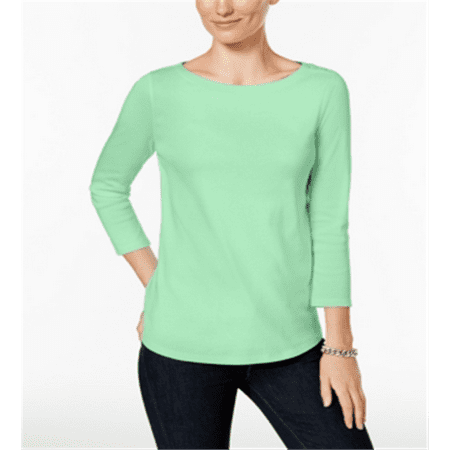 Charter Club Women's Pima Cotton Button Shoulder Top Pink Size Petite M