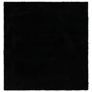 SAFAVIEH Rumi Blaire Solid Polyester Shag Area Rug, Black, 6'7" x 6'7" Square