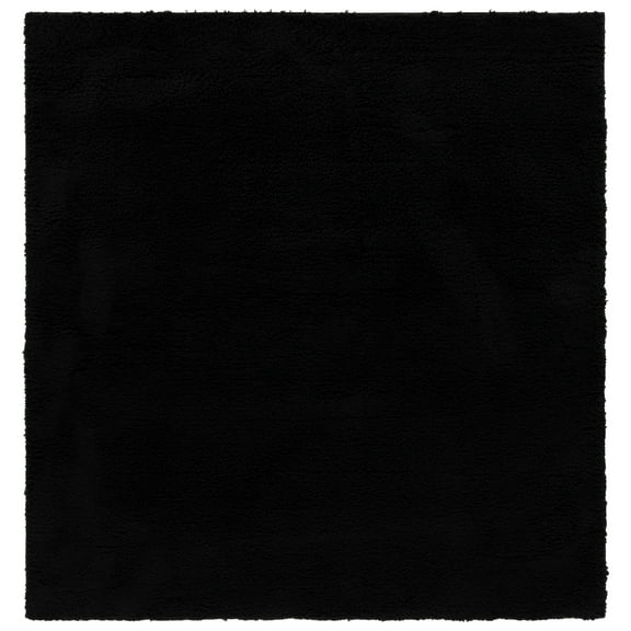 SAFAVIEH Rumi Blaire Solid Polyester Shag Area Rug, Black, 6'7" x 6'7" Square
