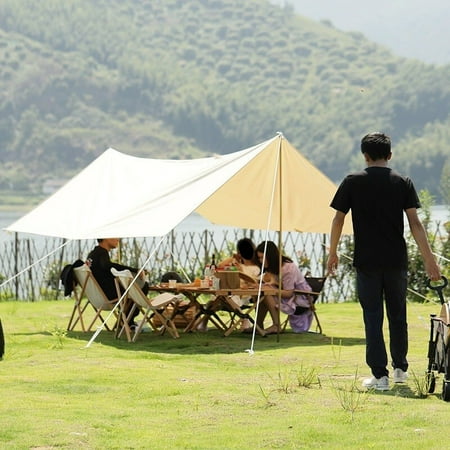 Latourreg Outdoor Canvas Sunshade Tent Canopy Awning Shelter for 3-4 Persons