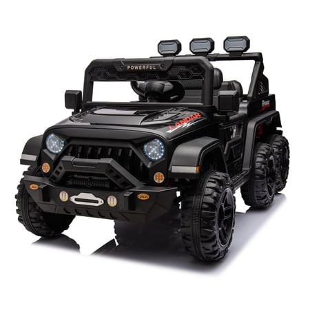 Large 24V Ride On Pickup Truck Car for Kids 4WD Toys with Remote Control and Bluetooth Music Parents Can Assist in Driving Spacious Storage in Rear