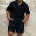thumbnail image 2 of Lumtrix Men's Short Sets 2 Piece Half Zip Shirt Summer Outfits Casual Fashion Tracksuits with Pockets Navy 2XL, 2 of 8