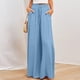 thumbnail image 3 of Pantalones De Pierna Ancha Pantalones de pierna ancha para mujer Pantalones casuales plisados ​​sólidos de cintura alta (Azul cielo XXL) Cgtredaw para Mujer cielo azul T S, 3 of 6