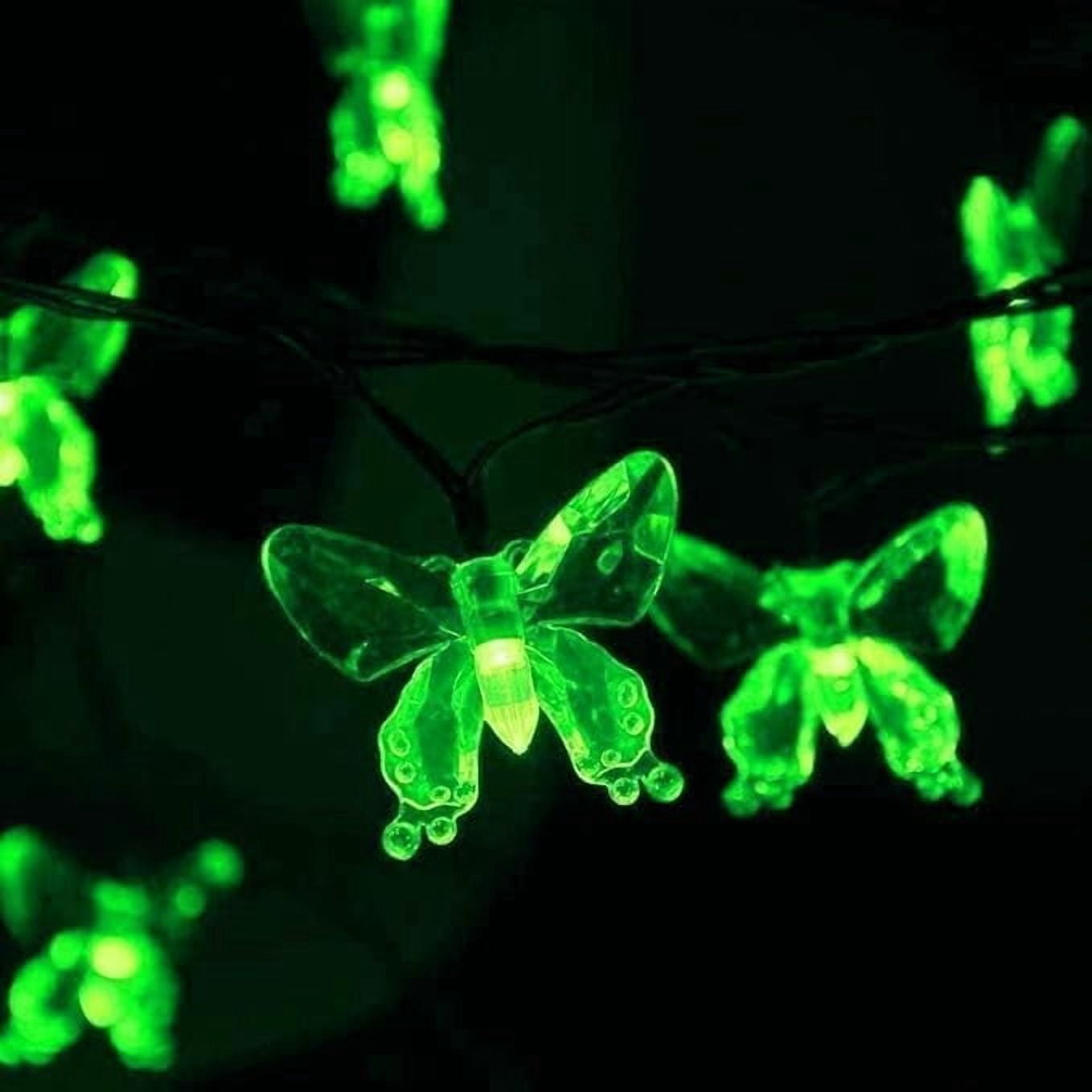 Huiyi Butterfly String Lights, 5m 20LED Outdoor Solar Powered String Light 8Mode Indoor for Lighting for Lawn Patio Wedding Party Decor