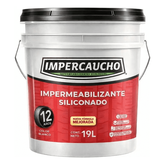 Impermeabilizante Impercaucho Siliconado Y Mejorado 12 Años Blanco 19L