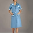 thumbnail image 1 of Tidyack,Cut Prices,Nurse Lapel Dress, Solid Color Work Dress, Pockets + Button Splicing, Midi Length, For Healthcare Staff, Professional Work Attire, Cotton Blend, Clean Cut, Daily Uniform, 1 of 1