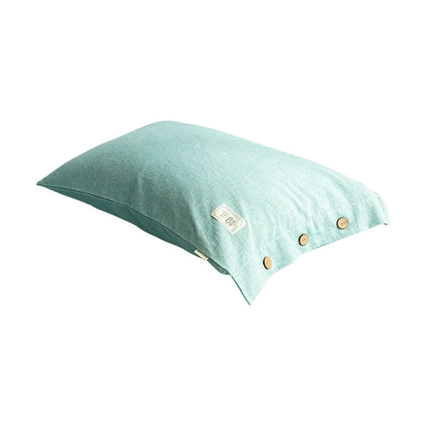 Fundas de almohada estilo lino de 74 x 48 cm, protectoras de almohada tejidas con cierre de botón, fundas de almohada suaves y transpirables para dormir, fundas de almohada decorativas de tamaño
