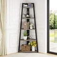 thumbnail image 5 of Fnova 71" 5-Tier Industrial Corner Ladder Shelf, Modern Corner Bookshelf, Compact Bookcase, Plant Stand for Living Room, Kitchen, Home Office, 5 of 14