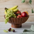 thumbnail image 4 of Luxe Designs | Acacia Wood Footed Bowl– Handcrafted Decorative Fruit Bowl with Elegant Carving Design for Dining, Serving, and Home Décor- 12 Inch Wooden Pedestal Bowls, 4 of 7