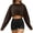 Brown, variant on Women's Cropped Shirts Long Sleeve Crew Neck Pullover Sweatshirts Casual Cropped Loose Fit Workout Shirts