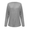 thumbnail image 4 of Tawop T Shirts for Women Womens T Shirts Round Neck Long Sleeve Solid Gray L(Us:8), 4 of 5