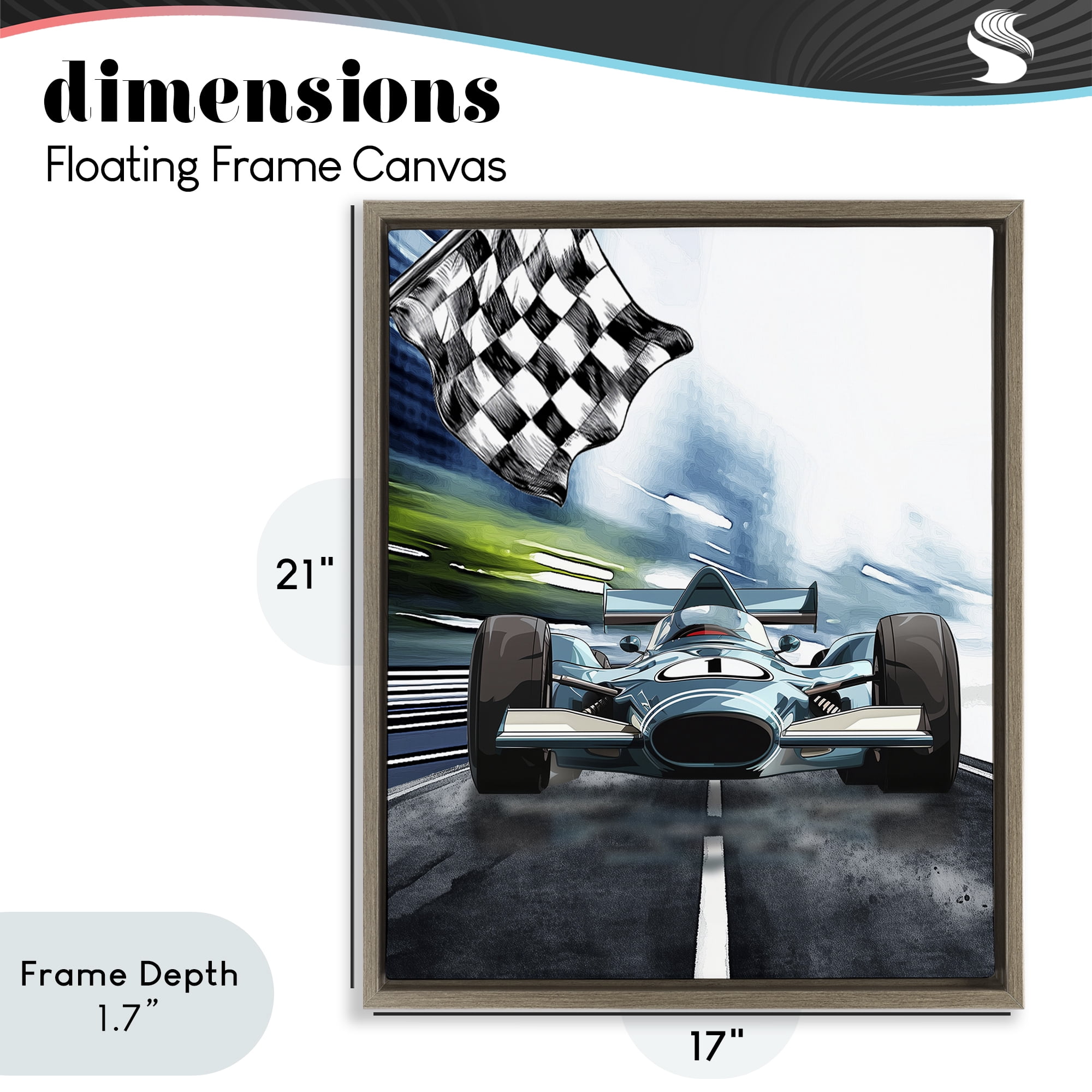 Stupell Industries Racecar Set Go Brown Framed Floater Canvas Wall Art, design by Christine Simpson Art