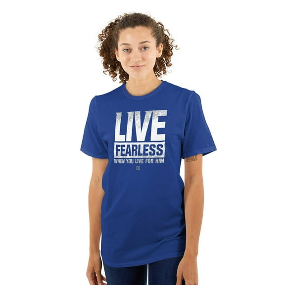 Live Fearless For Jesus Christian Men's Graphic T Shirt Tees Brisco Brands S
