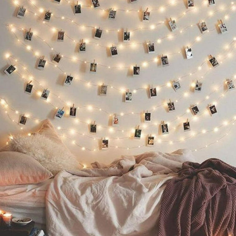 2024 Photo Clip String Lights,5m 50 Led Bedroom Twinkle Lights With Clear  Clips,battery Powered(not Included)