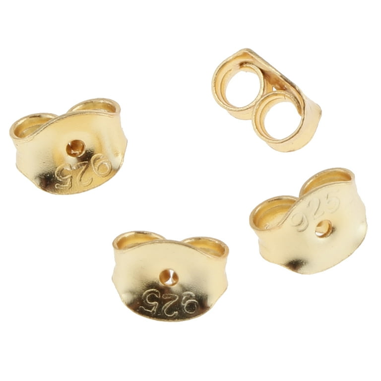 4 Pcs Ear Stoppers Clasps Back Earring Stoppers Ear Nuts Ear Stud Clasp, Women's, Size: 3 mm, Gold