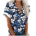 thumbnail image 1 of Pantalones Cortos para las Mujeres Impresión Sexy Cómodo Bolsillo de Manga Corta, Botón Top Blusa Camiseta, 1 of 5