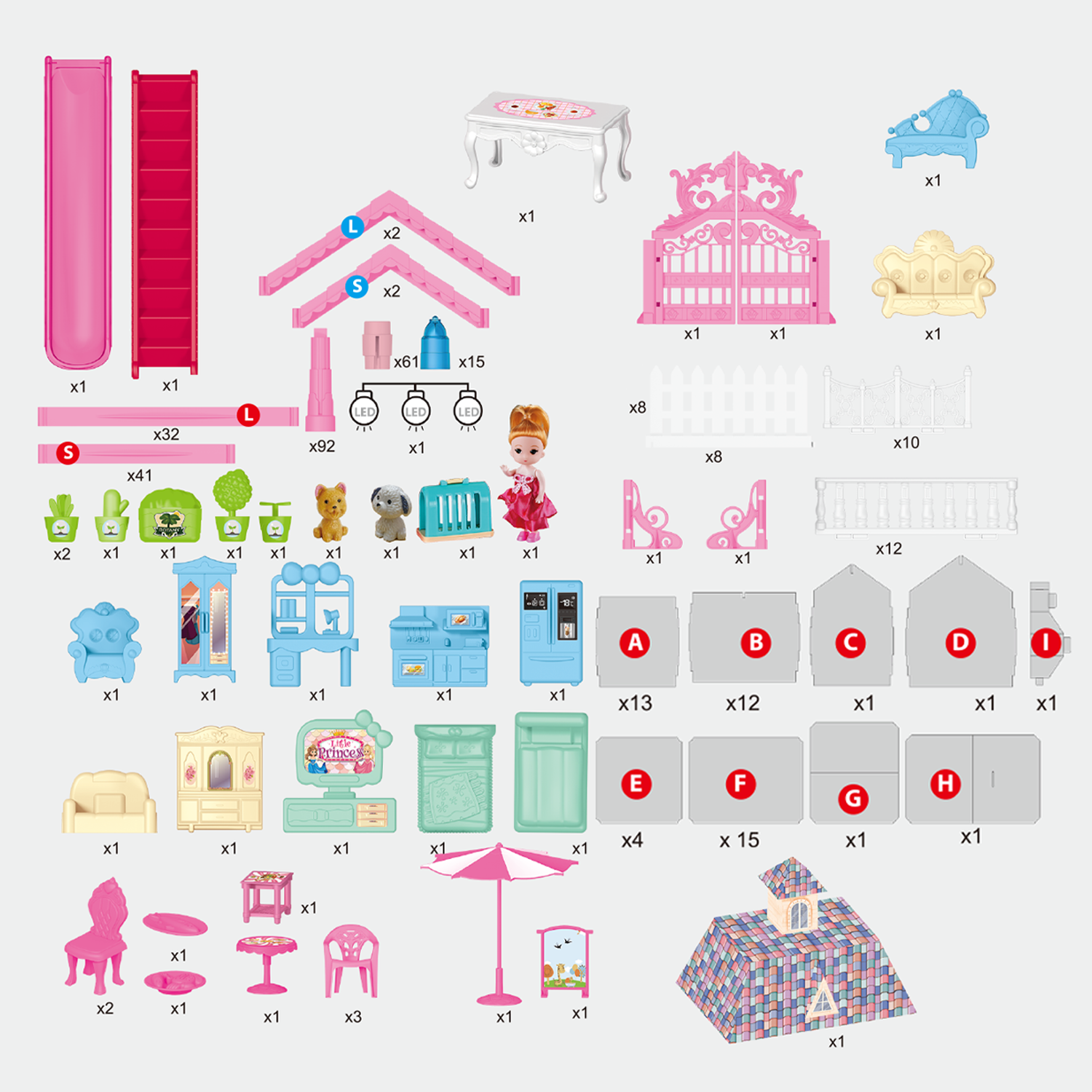 Carsky Rooms Pink DIY Dollhouse Building Playset with Lights photo 4