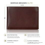 Serman Brands Mens Slim Bifold Wallet | RFID Blocking Minimalist | Front Pocket | Full Grain Leather Wallets for Men | Thin & Stylish | Melted Chocolate