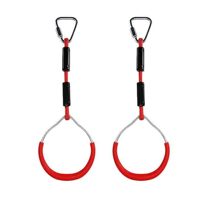 2pcs Swing Gymnastic Rings Outdoor Backyard Play Sets Climbing Ring Obstacle Ring Swing Toys Set for Kids (Red)