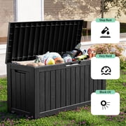 EASY UP 80 Gallon Resin Deck Box, Lockable Patio Outdoor Storage Box for Furniture, Garden Tools Storage, Waterproof Outside Storage Boxes.