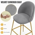 thumbnail image 3 of Vicamelia Set of 2 Bar Stools, 29” Velvet Upholstered Bar Height Chairs with Back and Footrests, Gray, 3 of 7