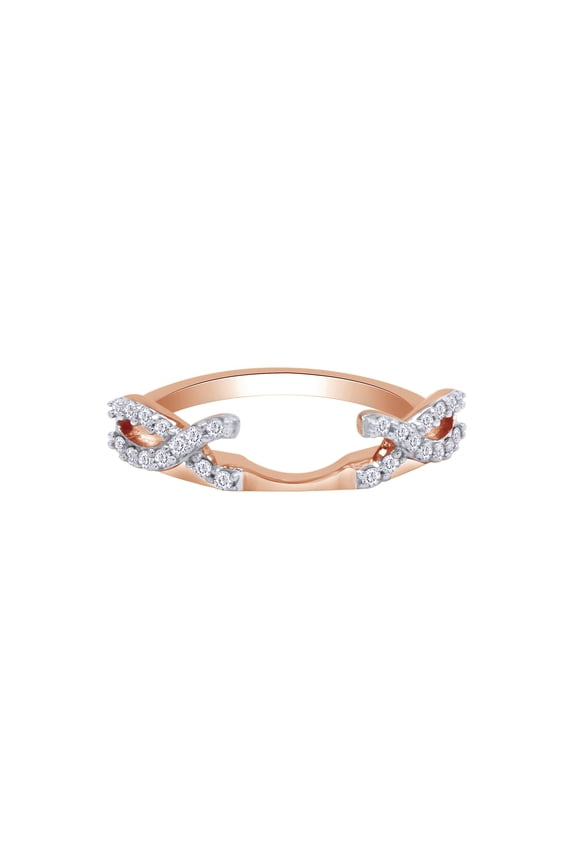 Round Shape White Cubic Zirconia Infinity Enhancer Guard Ring 14K Rose Gold Ring Size - 7.5