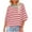 Pink, variant on Erwazi Striped T Shirts for Women 3/4 Sleeve Crewneck Color Block Tops Casual Loose Basic Tee