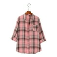 thumbnail image 2 of Womens Plaid Shirt, Yigetop Womens Button Down Plaid Shirts Long Sleeve Plaid Shackets Lightweight Business Casual Blouse Top Women's Button Down Shirts Pink M, 2 of 9