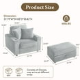 thumbnail image 2 of DREAMISDEA Oversized Accent Chair with Storage Ottoman & Cup Holder, Faux Fur Upholstered Sofa Bed Indoor Chaise Lounge Chair for Living Room, Comfy Large Arm Chair Reading Seat - Light Gray, 2 of 6