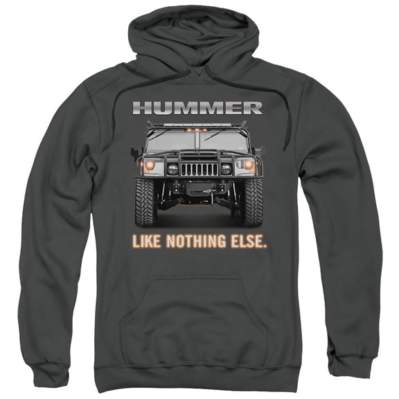 Trevco HMR108-AFTH-1 Hummer Like Nothing Else Pull-Over Hoodie T-Shirt for Adult, Charcoal - Small