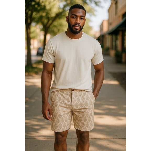 Linden Men’s Flat-Front Shorts, Size 38 – 98% Cotton / 2% Spandex – Adult Men's Clothing