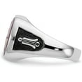 thumbnail image 2 of Solid 14k White Gold Men's Polished and Textured with Black Enamel and Lab Created Ruby Masonic Ring - Ring Size 10.0, 2 of 6