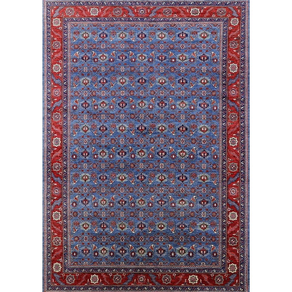 Ahgly Company Indoor Rectangle Mid-Century Modern Light Purple Blue Oriental Area Rugs, 5' x 7'