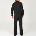 thumbnail image 4 of Szluipve 2 Piece Sets for Women 2 Piece Tracksuit Outfit Color‑Block Half Zip Collar Sweatshirt & Side Stripe Wide Leg Pants Set Casual Loose Loungewear Suit for Daily Sport Black S, 4 of 4