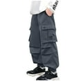 thumbnail image 2 of Spazoro Boys Cargo Pants, Elastic Waist Baggy Solid Color Multi-Pockets Casual Jogger for Boys Gray Size 11-12T, 2 of 2