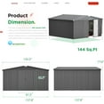 thumbnail image 3 of YODOLLA 12 x 12 ft. Outdoor Metal Storage Shed with Sliding Roof & Lockable Door in Dark Gray, 3 of 5