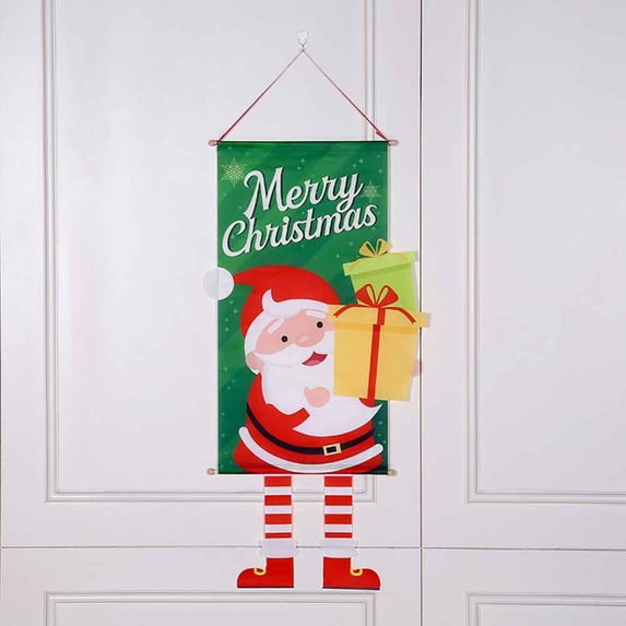 Holiday props Party supplies Merry Christmas Xmas Ornament Door Hanging Fabric Flag Window Sign Banners Christmas Door Banner STYLE 3