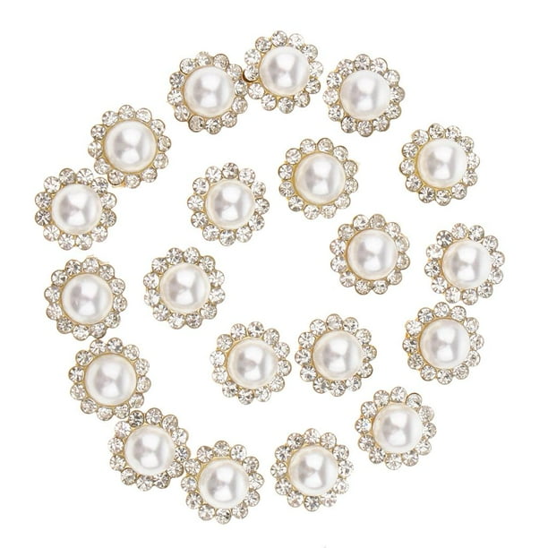 20 piezas de botones de costura DIY con perlas artificiales para adornar vestidos de novia 12 mm