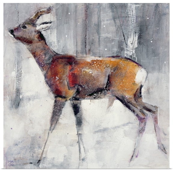 Great BIG Canvas | Rolled Mark Adlington Poster Print entitled Buck in the snow, 2000