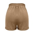 thumbnail image 3 of Fengqque Women Drawstring Casual Elastic Waist Pure Color Shorts Summer Beach Lightweight Short Pants with Pockets Women's Shorts Khaki S(S), 3 of 7