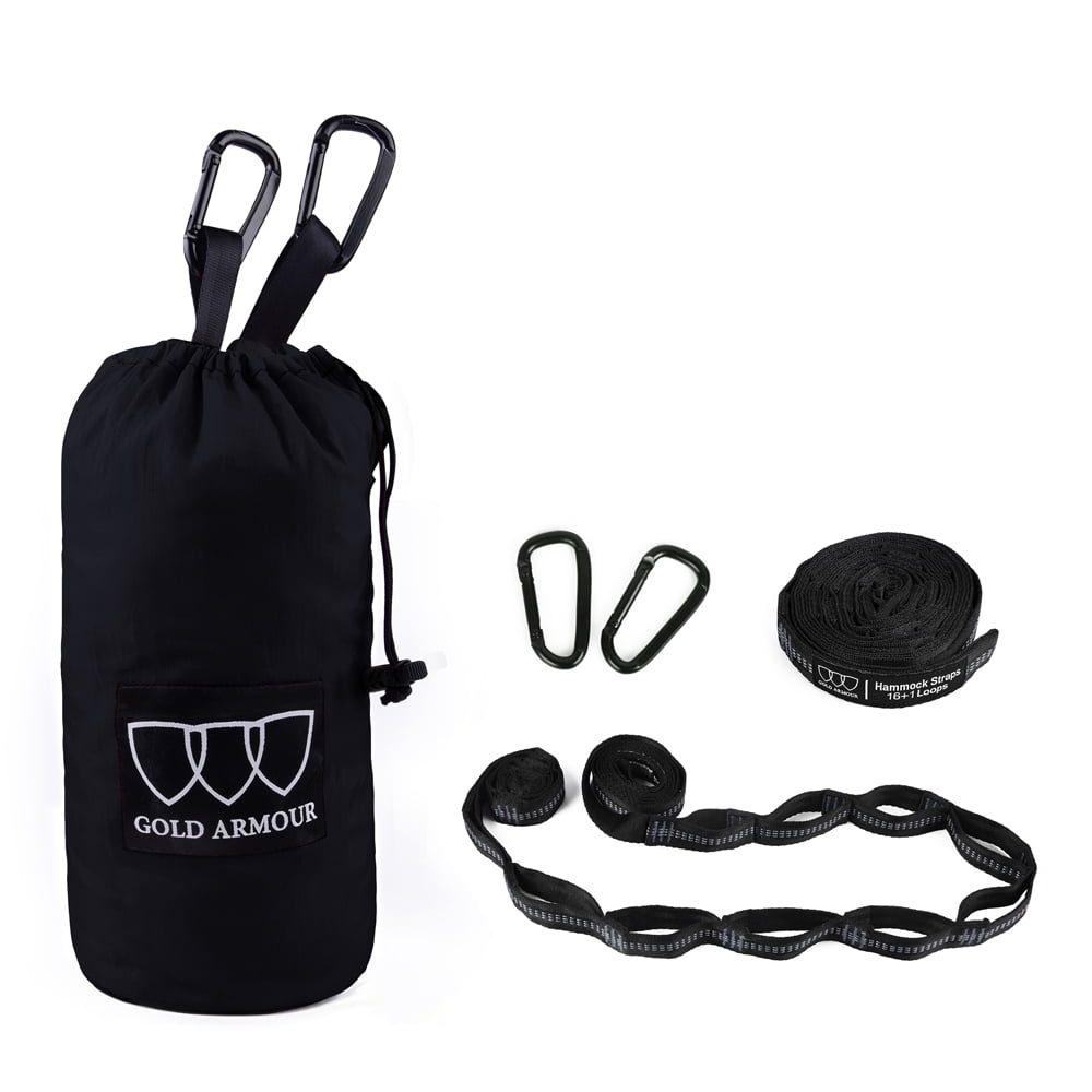 Gold Armour Camping Hammock - Extra Large Double Parachute Hammock Black