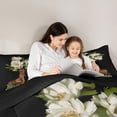 thumbnail image 4 of Castle Fairy Black Woman Twin Comforter Sets 2pcs,Artistic Floral Bloom Bedding Set,Green Black,Black Reversible,1 Comforter and 1 Pillowcase, 4 of 6
