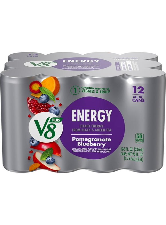 V8 +Energy Pomegranate Blueberry Energy Drink, 8 fl oz Can (Pack of 12)