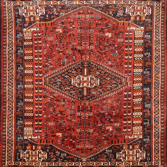 Ahgly Company Machine Washable Indoor Square Traditional Rust Pink Area Rugs, 6' Square