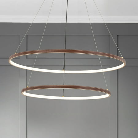 C Cattleya Modern 38-Watt 2-Light Tiered Integrated LED Rings Chandelier
