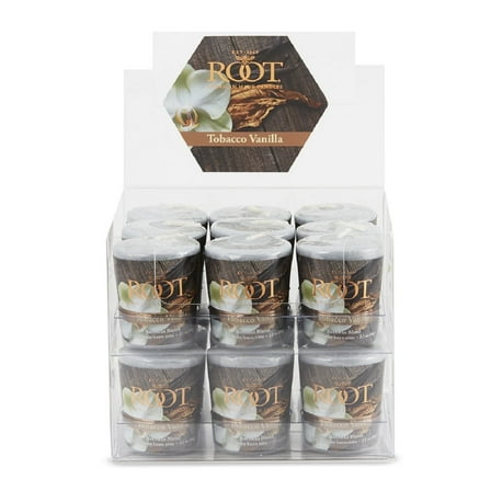 ROOT Candles 20-Hour Scented Beeswax Blend Votive Candles, 18-Count, Tobacco Vanilla
