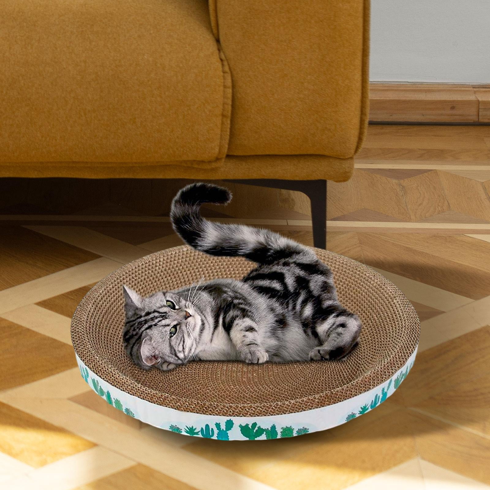 Cat Scratch Pad,Cat Scratch Pad Sleeping Bed Scratcher Bowl Nest,Cat Scratcher Cardboard Lounge Bed House Mat,Cat Scratching Board Prevents Furniture Damage,Soft Comfortable round cactus 43cm