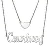 - Personalized Planet Women's Sterling Silver or Gold over Silver Script Nameplate and Heart Layered Double Necklace