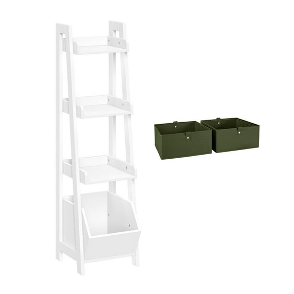 Étagère pour enfants en échelle à 4 niveaux, 330 mm (13 po), avec organisateur de jouets et bacs olives 2 pièces
